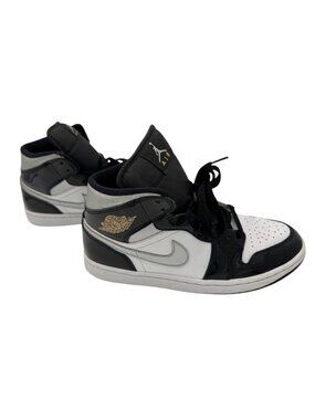 Nike Air Jordan 1 Mid SE Sneakers Patent Leather Black/White HV0789-010 Men's 9